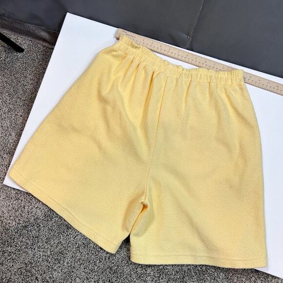 ADOLFO Preppy Butter Yellow Old Money Gold Buttons Terry Fisherman Shorts Large - Picture 6 of 6